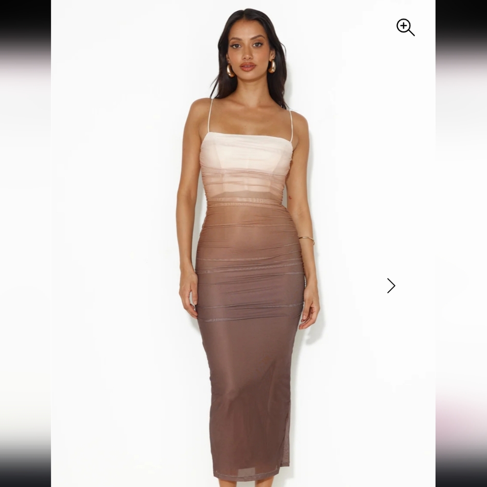 Hello Molly Gradient Midi Dress - Cream and Brown